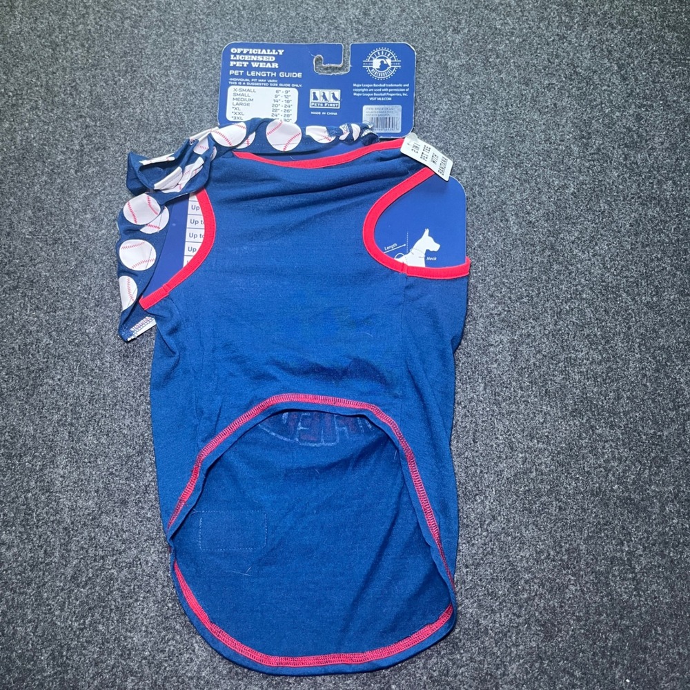 Pets First MLB Atlanta Braves Pet Tank & Bandana Set Large Blue New Baseball - Picture 5 of 6